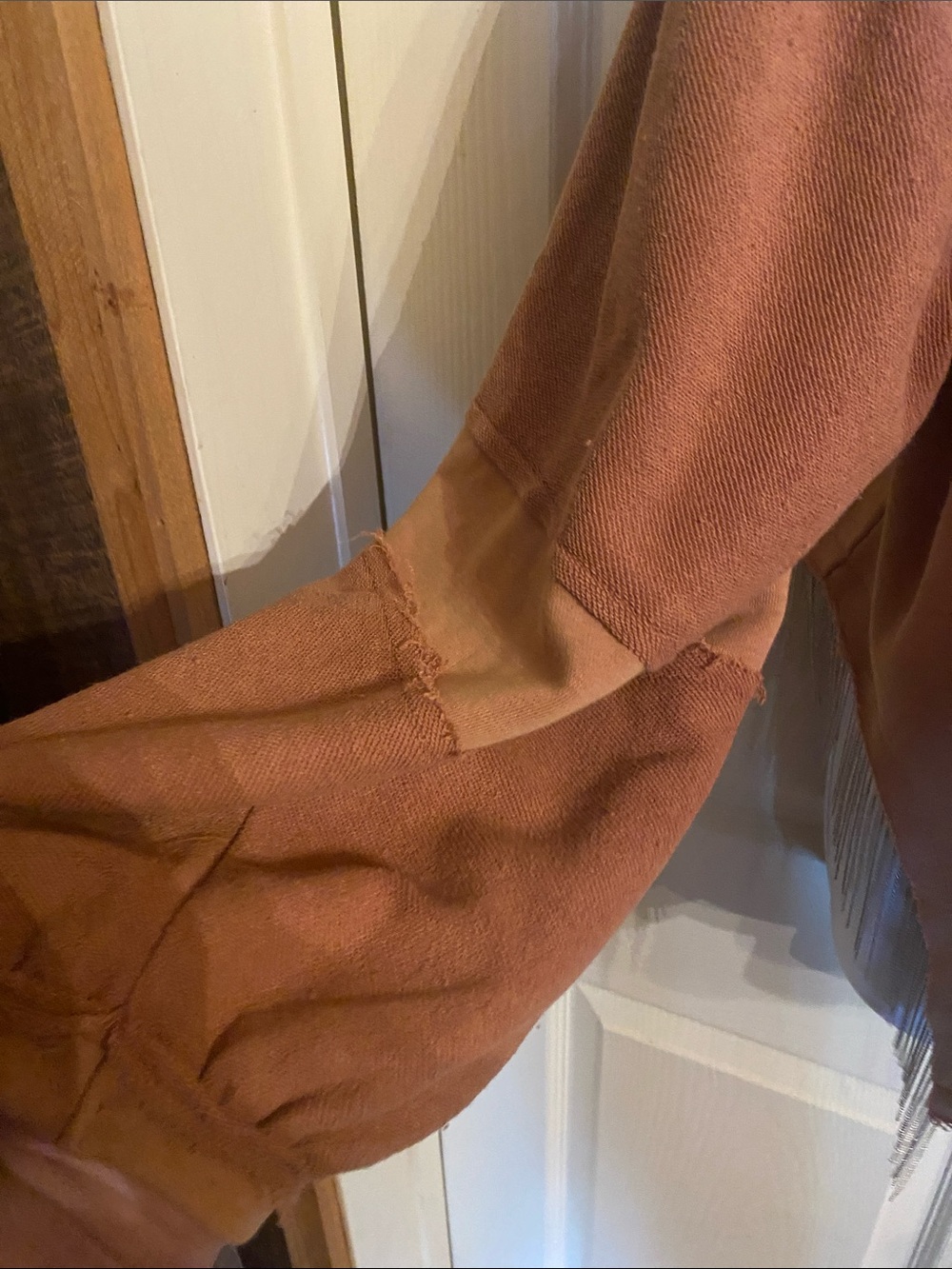 POL large Women's Washed Rust Hooded Sweatshirt with Pocket - Picture 6 of 9